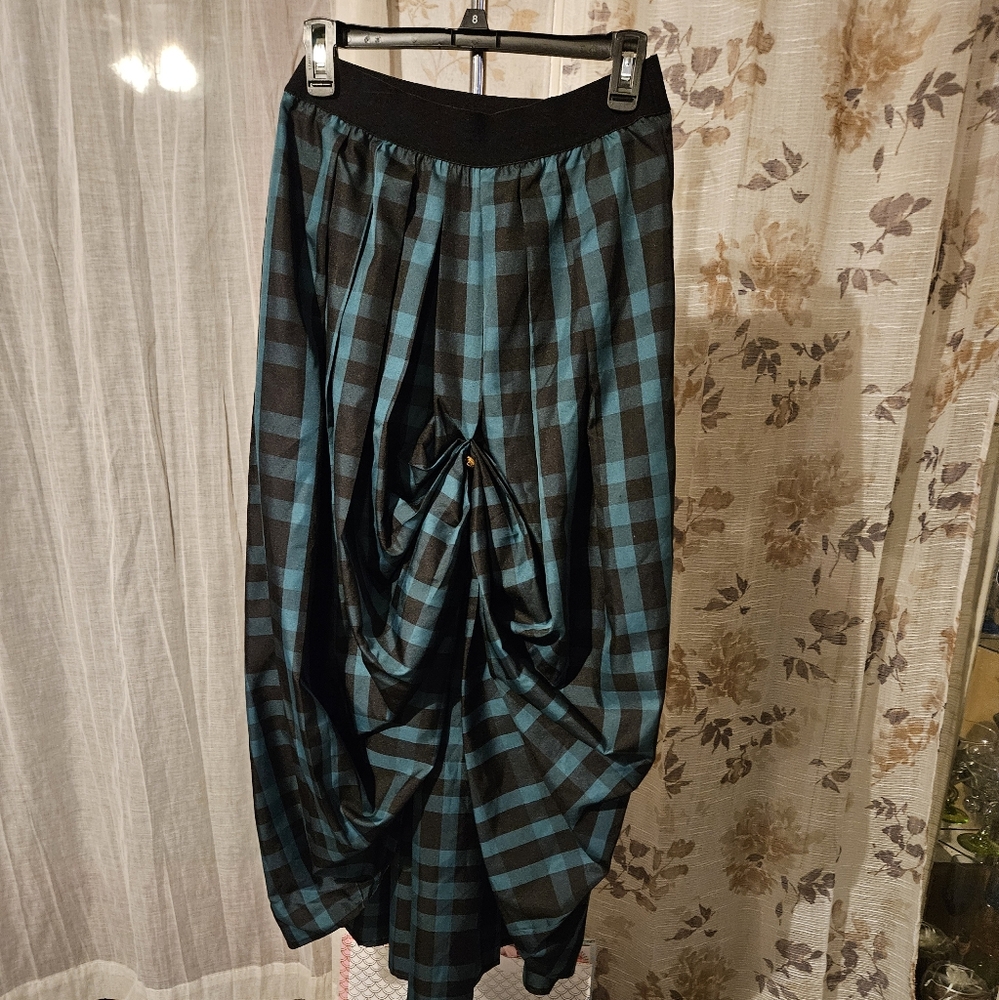 Joan Rivers Skirt Sz XL Regular Buffalo Check Taffeta Maxi Green A463645